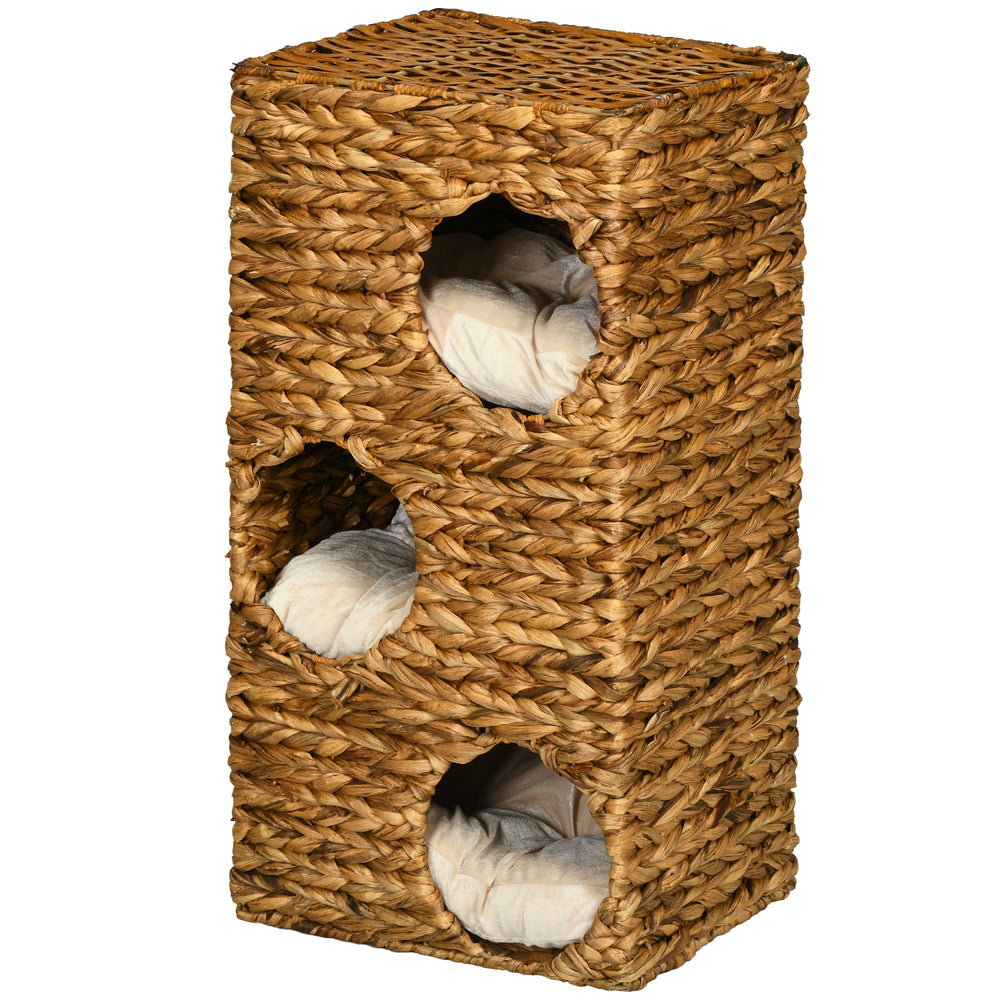 Tiragraffi a botte con 3 grotte, giacinto d'acqua, 76 cm, marrone chiaro