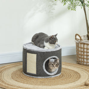 Kratztonne mit Höhle Sisal bis 5kg 30cm Dunkelgrau