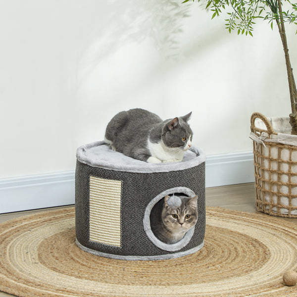 Kratztonne mit Höhle Sisal bis 5kg 30cm Dunkelgrau