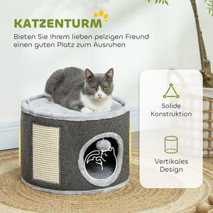 Kratztonne mit Höhle Sisal bis 5kg 30cm Dunkelgrau