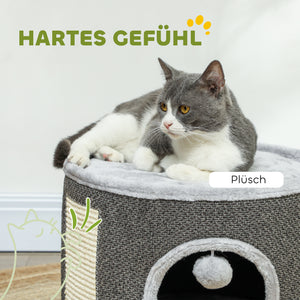Kratztonne mit Höhle Sisal bis 5kg 30cm Dunkelgrau