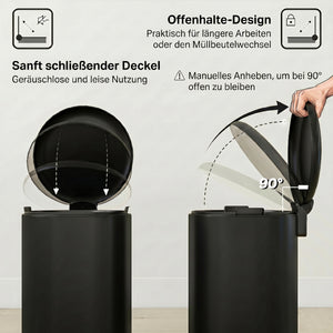 Küchen Mülleimer mit Soft Close Fusspedal 20L Metall schwarz