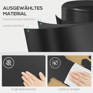 Küchen Mülleimer mit Soft Close Fusspedal 20L Metall schwarz