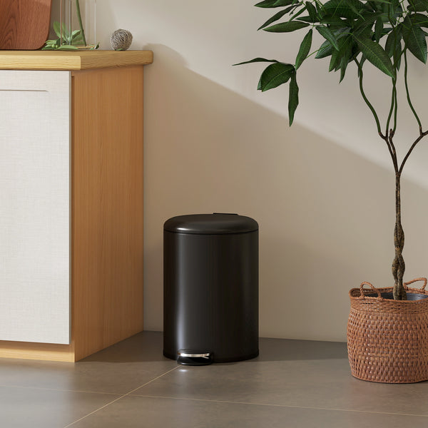 Küchen Mülleimer mit Soft Close Fusspedal 20L Metall schwarz