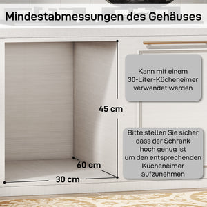 Küchen Mülleimer ausziehbar mit 2 Fächern 30L grau