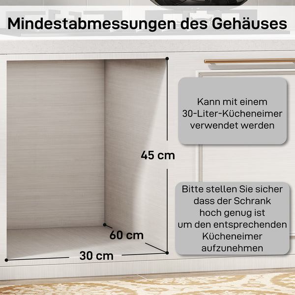 Küchen Mülleimer ausziehbar mit 2 Fächern 30L grau