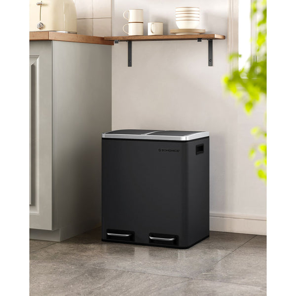 Küchenabfalleimer Mülleimer 2x15 Liter Schwarz