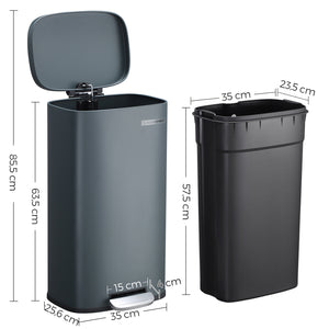 Küchenabfalleimer Mülleimer 30 Liter Grau