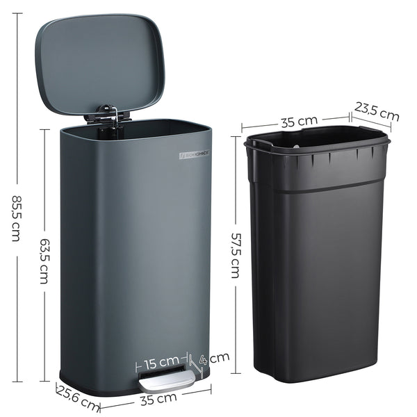 Küchenabfalleimer Mülleimer 30 Liter Grau