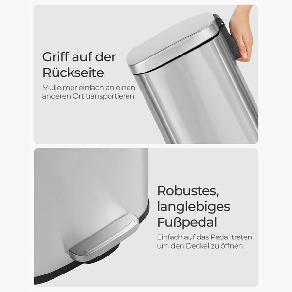 Küchenabfalleimer Mülleimer 30 Liter Silber
