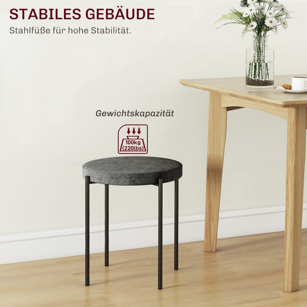 Küchenhocker stapelbar 4er Set bis 100kg Samtoptik dunkelgrau