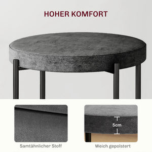 Küchenhocker stapelbar 4er Set bis 100kg Samtoptik dunkelgrau