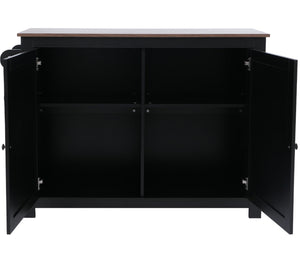 Kücheninsel mit 2 Sitzhockern Schublade Staufächer 90x120x45cm schwarz dunkles Holz