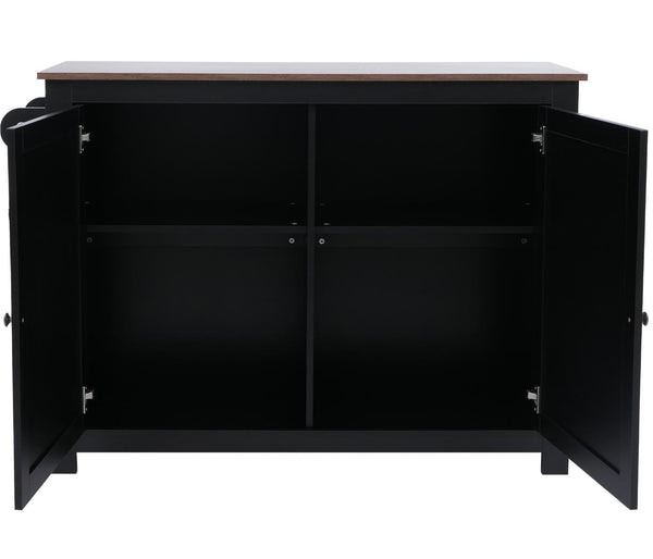 Kücheninsel mit 2 Sitzhockern Schublade Staufächer 90x120x45cm schwarz dunkles Holz