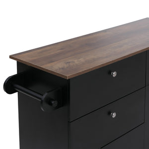 Kücheninsel mit 2 Sitzhockern Schublade Staufächer 90x131x47cm schwarz dunkles Holz