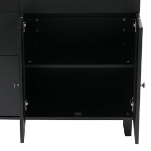 Kücheninsel mit 2 Sitzhockern Schublade Staufächer 90x131x47cm schwarz dunkles Holz