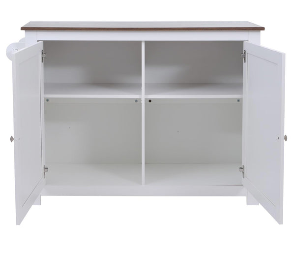 Kücheninsel mit 2 Sitzhockern Schublade Staufächer 90x120x45cm weiss dunkles Holz