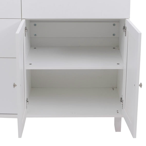 Kücheninsel mit 2 Sitzhockern Schublade Staufächer 90x131x47cm weiss dunkles Holz