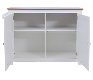 Kücheninsel mit 2 Sitzhockern Schublade Staufächer 90x120x45cm weiss helles Holz