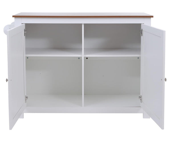 Kücheninsel mit 2 Sitzhockern Schublade Staufächer 90x120x45cm weiss helles Holz