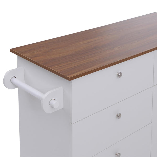 Kücheninsel mit 2 Sitzhockern Schublade Staufächer 90x131x47cm weiss helles Holz