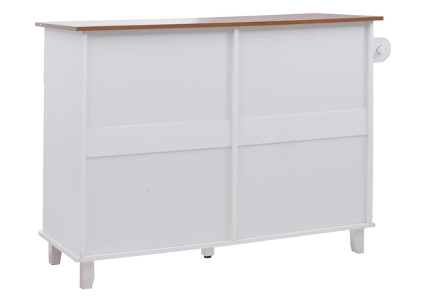 Kücheninsel mit 2 Sitzhockern Schublade Staufächer 90x131x47cm weiss helles Holz