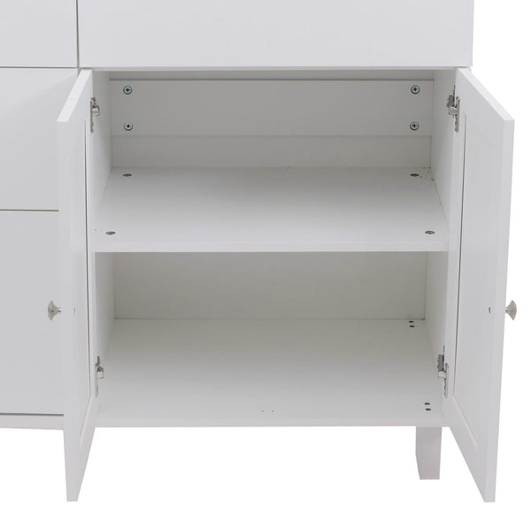 Kücheninsel mit 2 Sitzhockern Schublade Staufächer 90x131x47cm weiss Marmor-Optik