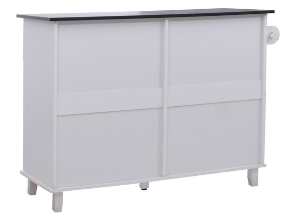 Kücheninsel mit 2 Sitzhockern Schublade Staufächer 90x131x47cm weiss Marmor-Optik
