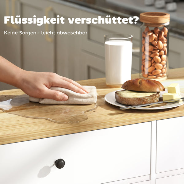 Kücheninsel rollbar mit Schubladen und Schränken weiss