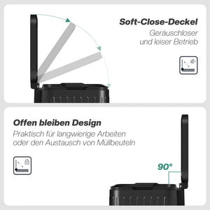 Küchenmülleimer mit 2 Fächern und Fusspedal schwarz