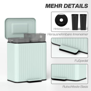 Küchenmülleimer mit 2x20L und Fusspedal für Mülltrennung