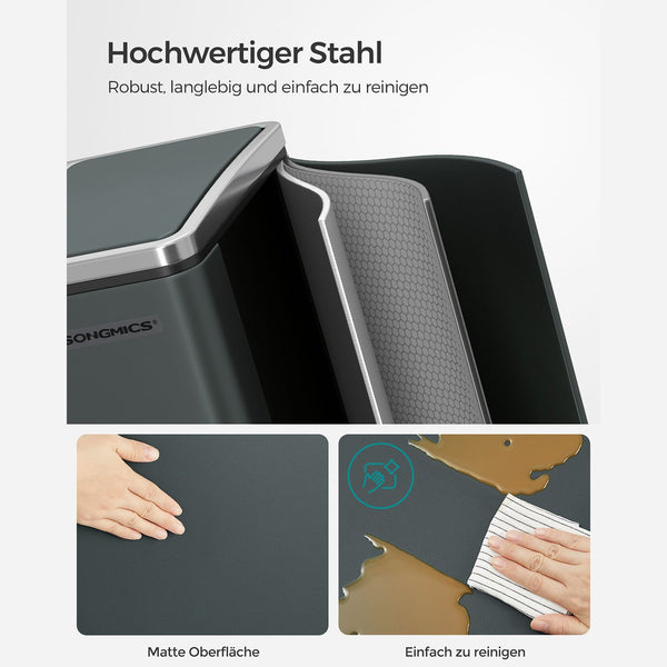 Küchenmülleimer Abfalleimer 2x15 Liter Grau