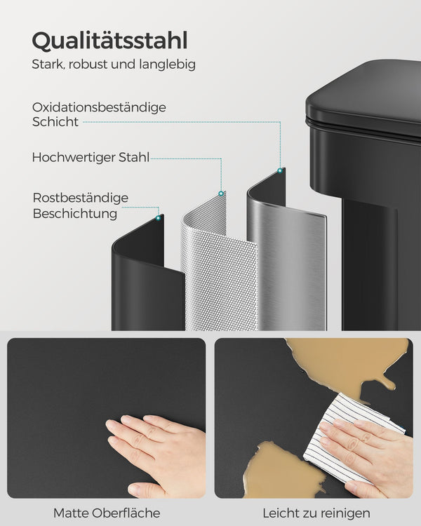 Küchenmülleimer Abfalleimer 40 Liter Schwarz