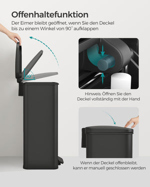 Küchenmülleimer Abfalleimer 40 Liter Schwarz