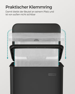 Küchenmülleimer Abfalleimer 40 Liter Schwarz