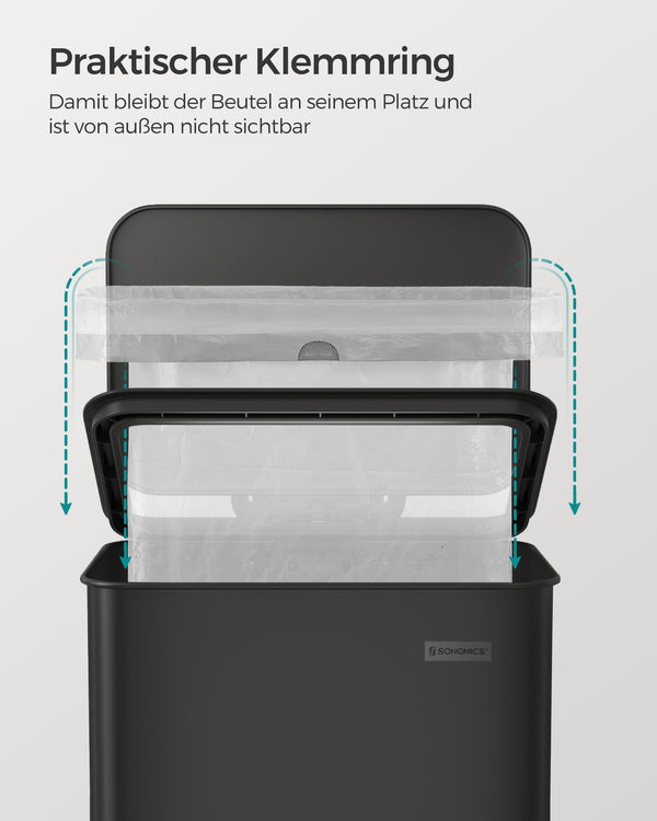 Küchenmülleimer Abfalleimer 40 Liter Schwarz