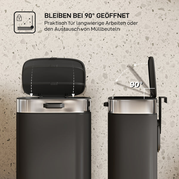 Küchenmülleimer mit Deckel und Inneneimer Edelstahl schwarz