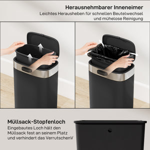 Küchenmülleimer mit Deckel und Inneneimer Edelstahl schwarz