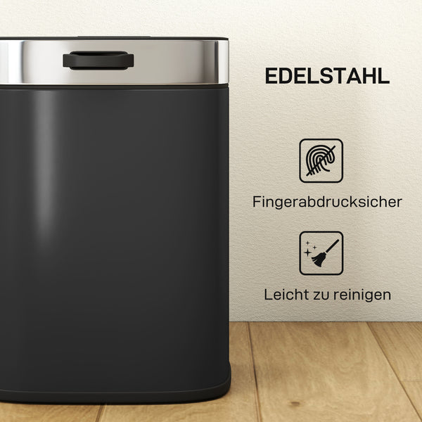 Küchenmülleimer mit Deckel und Inneneimer Edelstahl schwarz
