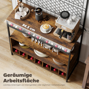 Küchenregal mit Arbeitsfläche und Haken für Töpfe und Gewürze