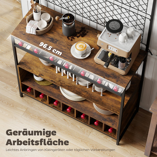 Küchenregal mit Arbeitsfläche und Haken für Töpfe und Gewürze