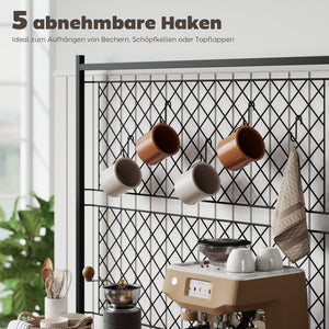 Küchenregal mit Arbeitsfläche und Haken für Töpfe und Gewürze