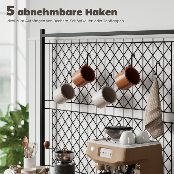 Küchenregal mit Arbeitsfläche und Haken für Töpfe und Gewürze
