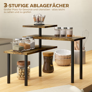 Küchenregal drehbar mit 3 Ebenen für Mikrowelle Metall