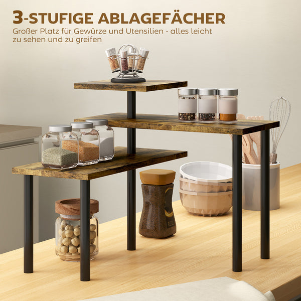 Küchenregal drehbar mit 3 Ebenen für Mikrowelle Metall
