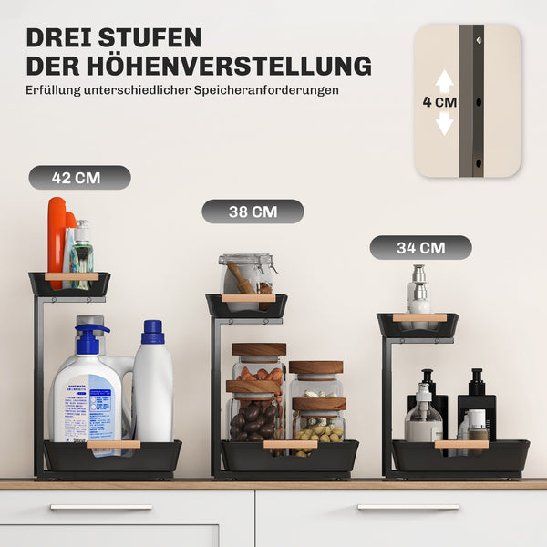 Küchenregal höhenverstellbar mit Körben für Kaffeebar und Küche