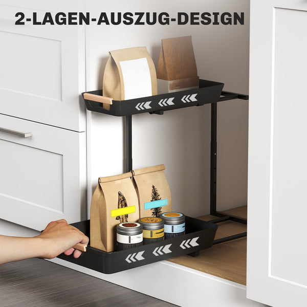 Küchenregal höhenverstellbar mit Körben für Kaffeebar und Küche