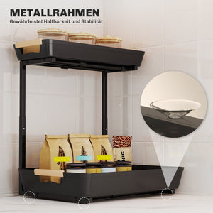 Küchenregal höhenverstellbar mit Körben für Kaffeebar und Küche