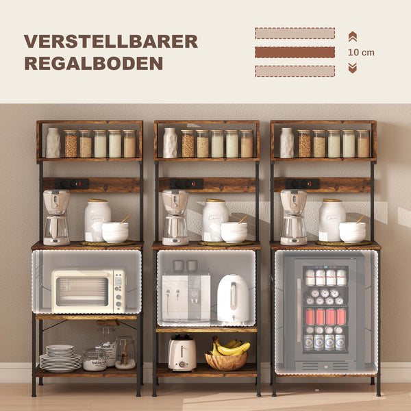 Küchenregal Standregal mit Steckdose und Ablagen für Küche