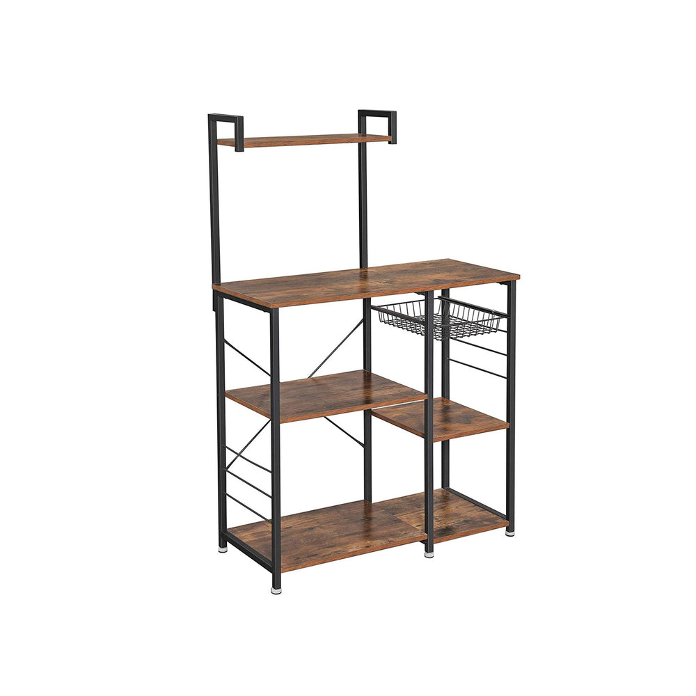 Kitchen shelf, storage shelf with fruit basket, 132x90x40cm